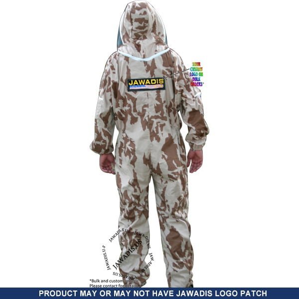 Rear View of Jawadis Desert Camo Beekeeping Suit Bee with Elastic Fit