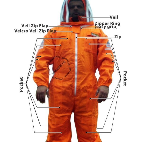 Close-up of removable veil on Jawadis Adult Beekeeper Suit