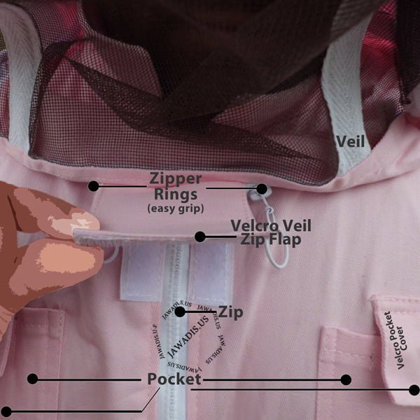 Jawadis Bee Suit Chest Pocket with Pen Holder and Velcro Closure