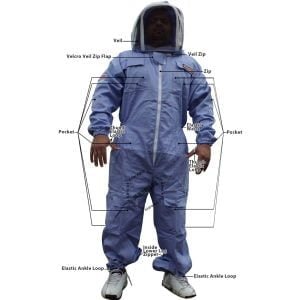 Jawadis Purple Beekeeper Full Bee Suit with Removable Veil and Zippered Design