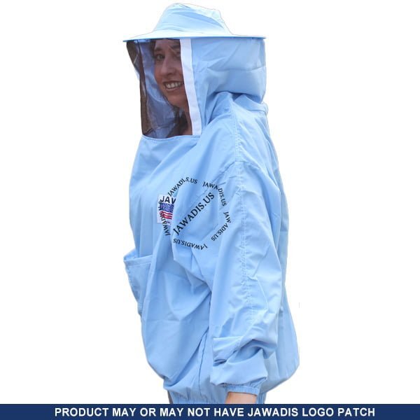 Unisex Cotton Beekeeper Jacket with Sheriff-Style Veil for Beekeeping & Garden - Solid Blue | Elastic Wrist | Lightweight - Image 2