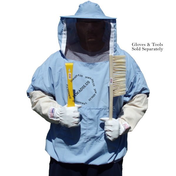 Unisex Cotton Beekeeper Jacket with Sheriff-Style Veil for Beekeeping & Garden - Solid Blue | Elastic Wrist | Lightweight - Image 5