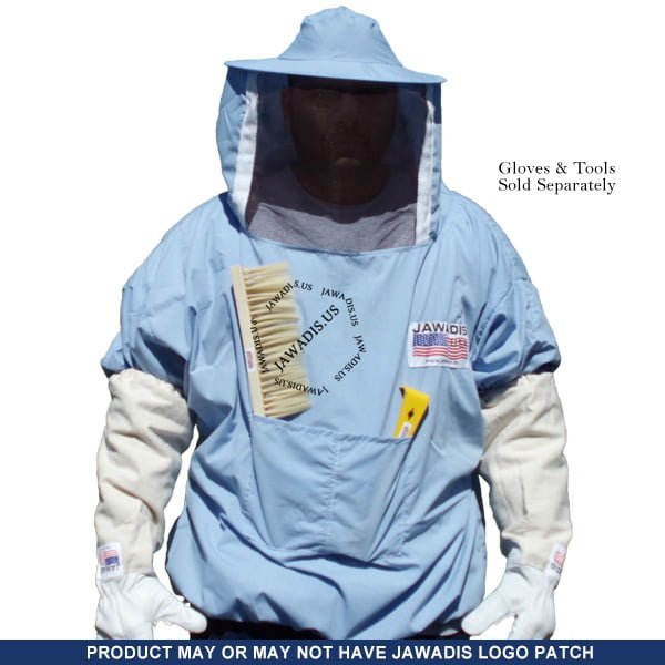 Unisex Cotton Beekeeper Jacket with Sheriff-Style Veil for Beekeeping & Garden - Solid Blue | Elastic Wrist | Lightweight - Image 4