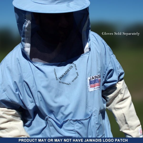 Unisex Cotton Beekeeper Jacket with Sheriff-Style Veil for Beekeeping & Garden - Solid Blue | Elastic Wrist | Lightweight - Image 3