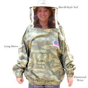 Beekeeper Pullover Jacket, Military Camouflage Design | Unisex Cotton Veil Apparel for Beekeeping, Pest Control