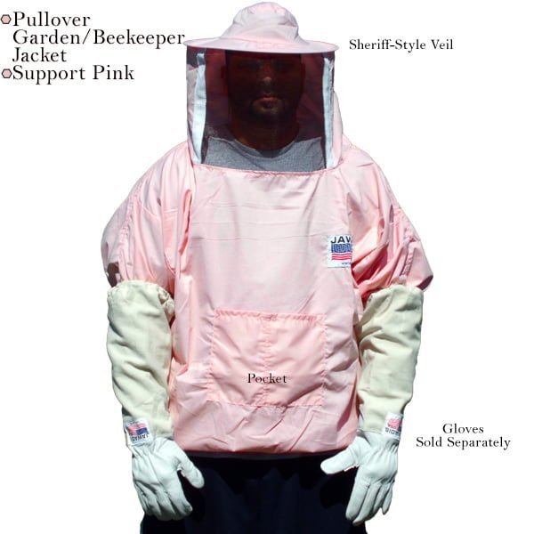 Pink Beekeeper Pullover Jacket – Stylish & Protective Unisex Design for Beekeeping, Pest Control, and Animal Handling in Gardens