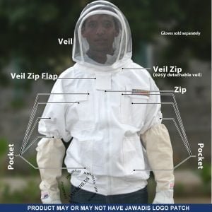 Zip-Up Jacket Beekeeper Jacket with Removable Veil | Heavy Cotton | Protection from Stings | Gardening Gear
