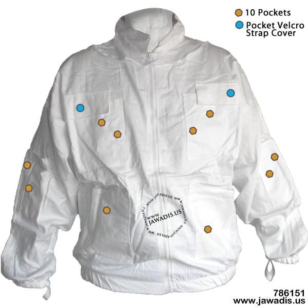 Cotton Beekeeper Zip-Up Jacket with Removable Veil - Protect & Garden Safely | White Sheriff Style - Sizes for Ultimate Safety - Image 4