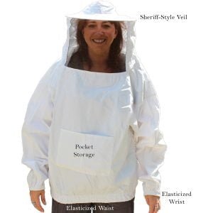 Unisex Beekeeper Jacket w/ Veil | Lightweight Cotton | Garden & Beekeeping Essential 🐝 | Sheriff-Style Design | White