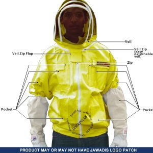 Beekeeper Zip-Up Jacket with Removable Veil | Garden Safety Wear in Yellow - 100% Cotton | Elastic Wrist & Waist | High-Quality Protection