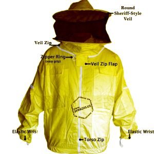 Yellow Adult Beekeeper Jacket with Removable Veil - 100% Cotton | Garden Safe, Sting-Proof, Easy Wear