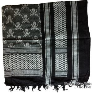 A7001o001 Jawadis Black White Skulls Shemagh