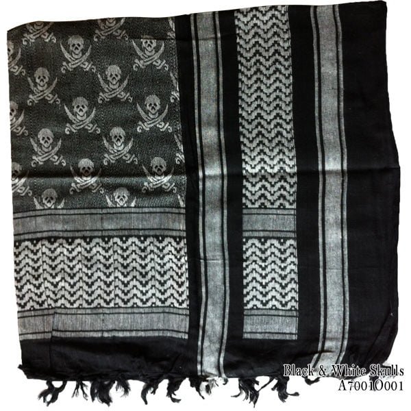 A7001o001 Jawadis Black White Skulls Shemagh