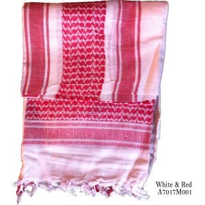 A7017m001 Jawadis White Red Scarf Shemagh