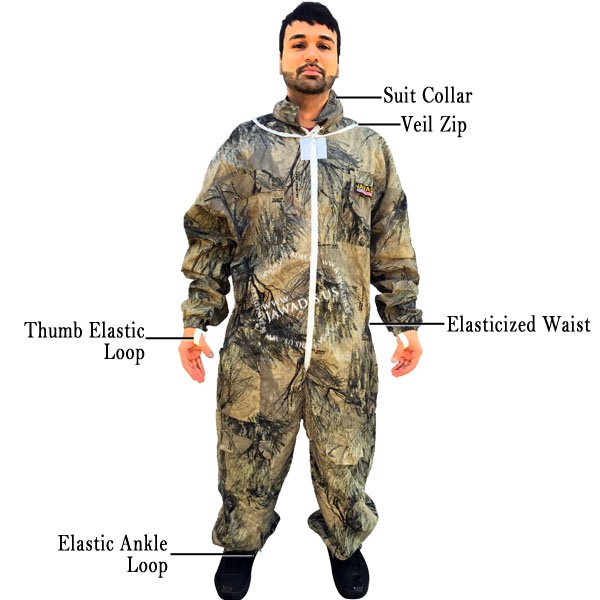 Close-up of the polycotton blend fabric of the beekeeper suit