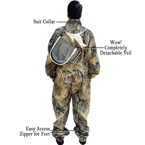 Integrated hood and veil of the beekeeper suit