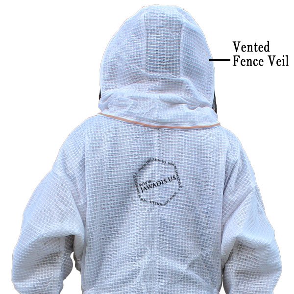 Back of Jawadis vented bee jacket with breathable mesh fabric